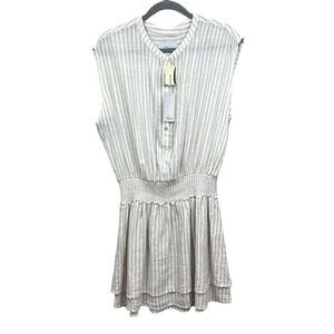 Rails Womens Angelina Dress Dune Stripe Linen Blend Smocked‎ Waist Beige Sz L
